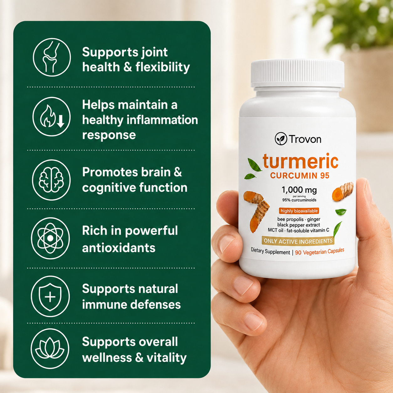 Move More Comfortably with Turmeric Curcumin (1,000mg)